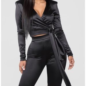 Black Satin 2 piece. Size small